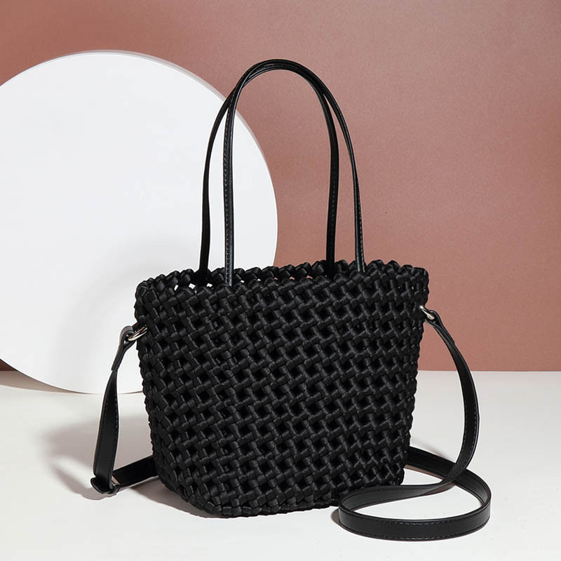 Summer New Woven Basket Fashion Elegant Handbag Trend Texture Design Every Single Shoulder Crossbody Bag Women