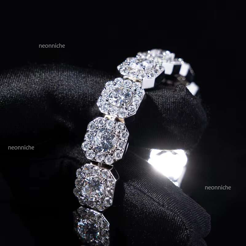 High Quality Custom S Sterg Sier Moissanite Dia Tennis Chain Necklace Hip-Hop Fashion k Chains for Jewelry Making