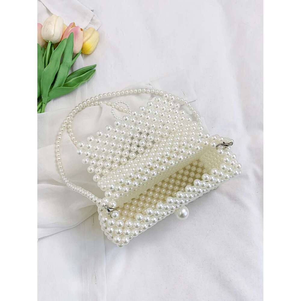 New Classic Trend Handmade Beaded Woven Bag Elegant Temperament Handbag Exquisite Fashion Pearl Chain Shoulder Crossbody