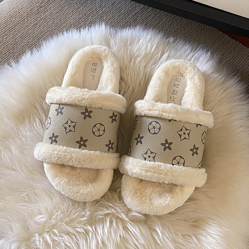 Free Shipping Winter Keep Warm Cotton Slippers for Women Luxury Designer Shoes brown beige black khaki