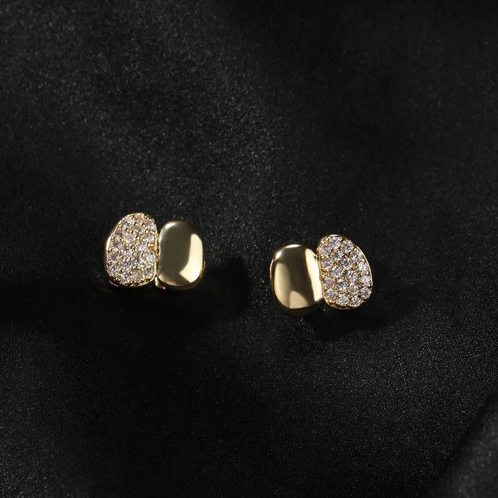 YOUNG X Hip Hop Double Ice CZ Stone Tooth Hat Mens Smooth Cube Zirconia Stone Tooth Grilz Jewelry Gift W250412
