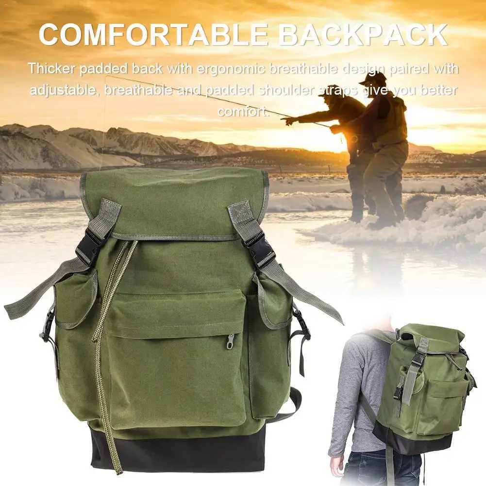 70L Army Green Fishing Gear Bag Large Capacity Outdoor Backpack For Camping Hunting Climbing Bags Tool Waterproof Durable Pack Z250411