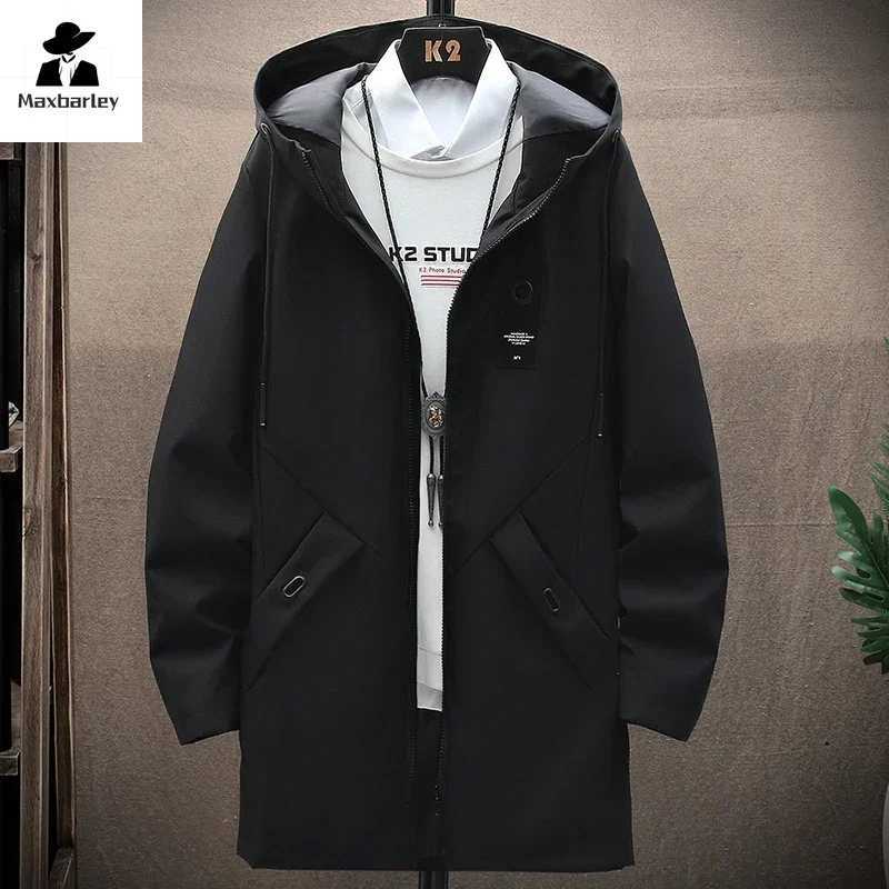 New Mens Casual Long Jackets Coats Hooded Streetwear Hip Hop Windbreaker Outwear Jacket Men Spring Autumn Mens Clothing 2024T251112