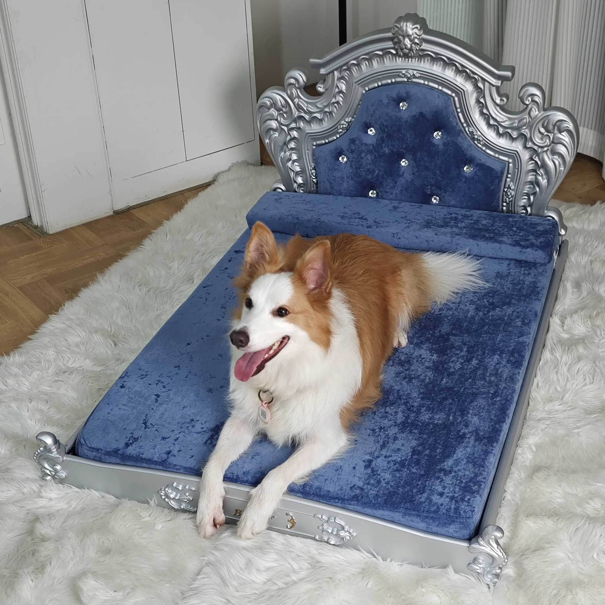 XXLarge Luxury Pet Bed with Top Panel and Washable Dutch Velvet Cover Dog and Cat Bed High Elasticity Sponge X250412