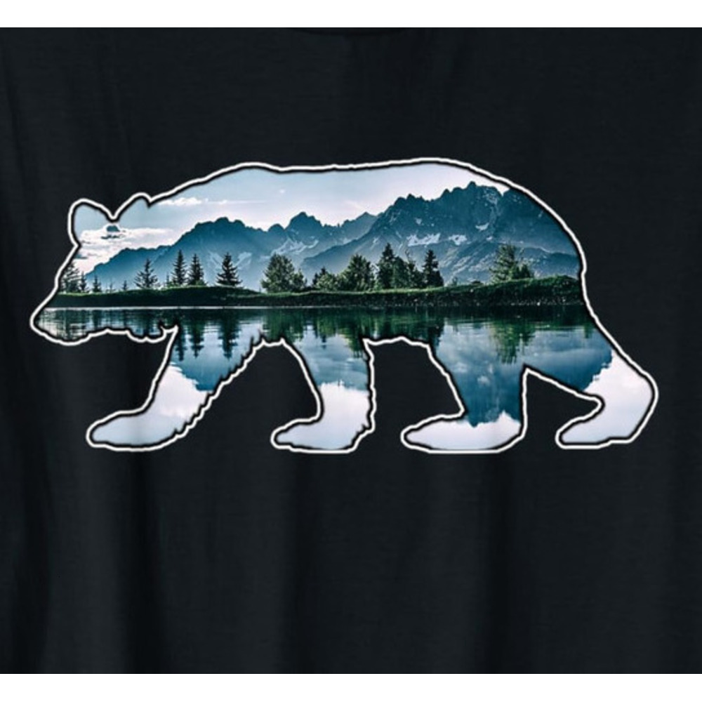 T shirt for Mens Bear Double Exposure Surreal Wildlife Animal Graphic Tee Casual Tops Clothes Short sleeve cool