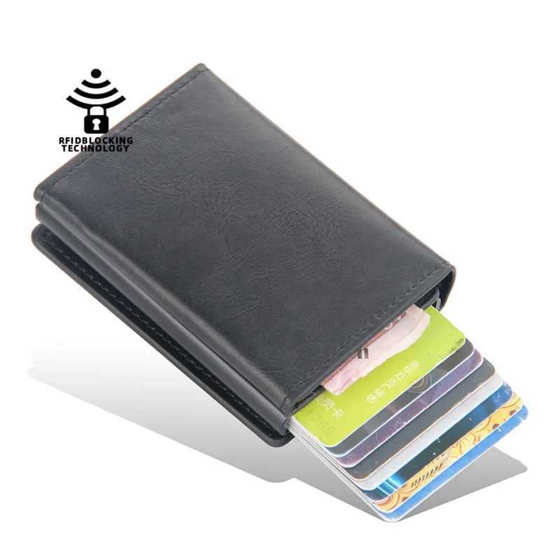 Anti theft Rfid card holder intelligent minimalist wallet mens ultra-thin card holder bank cash card box wallet Z250411