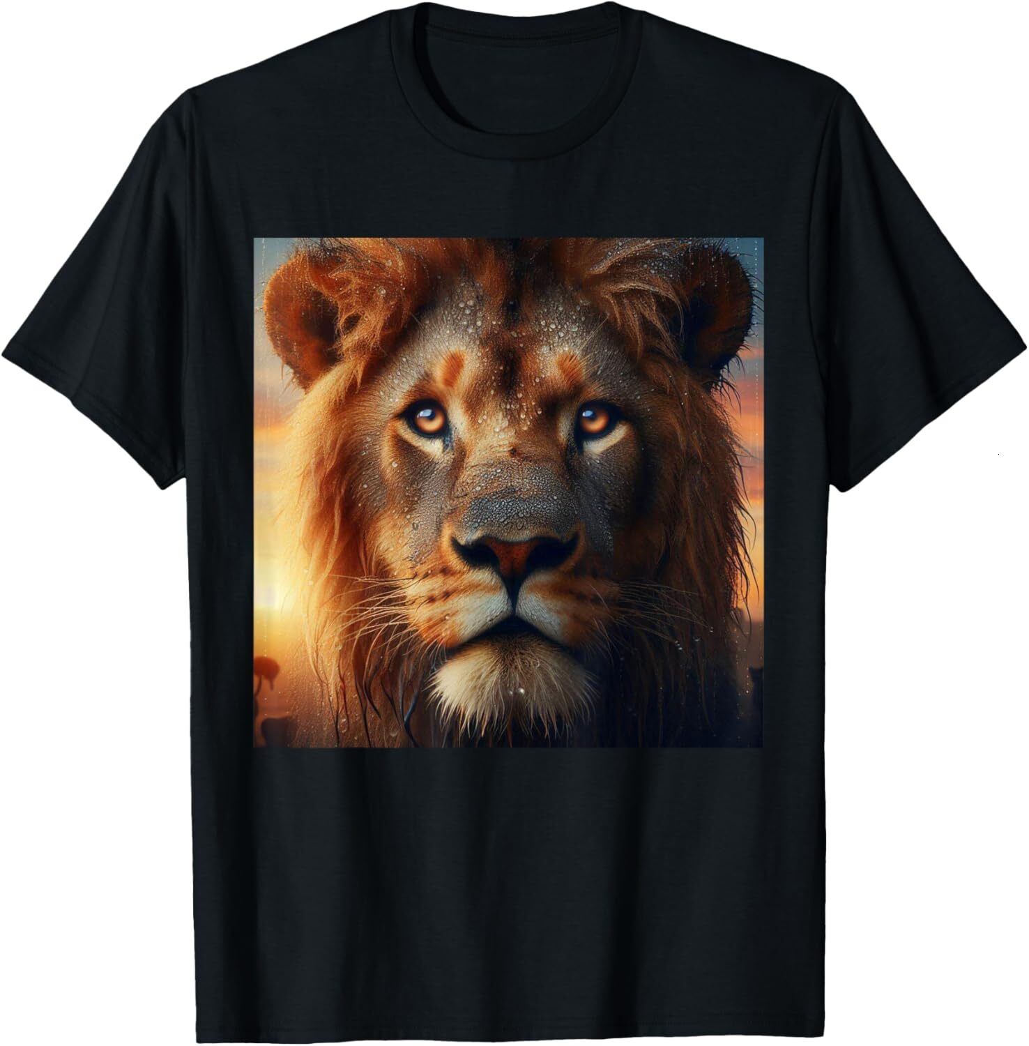 T shirt for Mens Lion Cat Face Realistic Wild Nature Wildlife Animals Graphic Tee Casual Tops Clothes Short sleeve cool