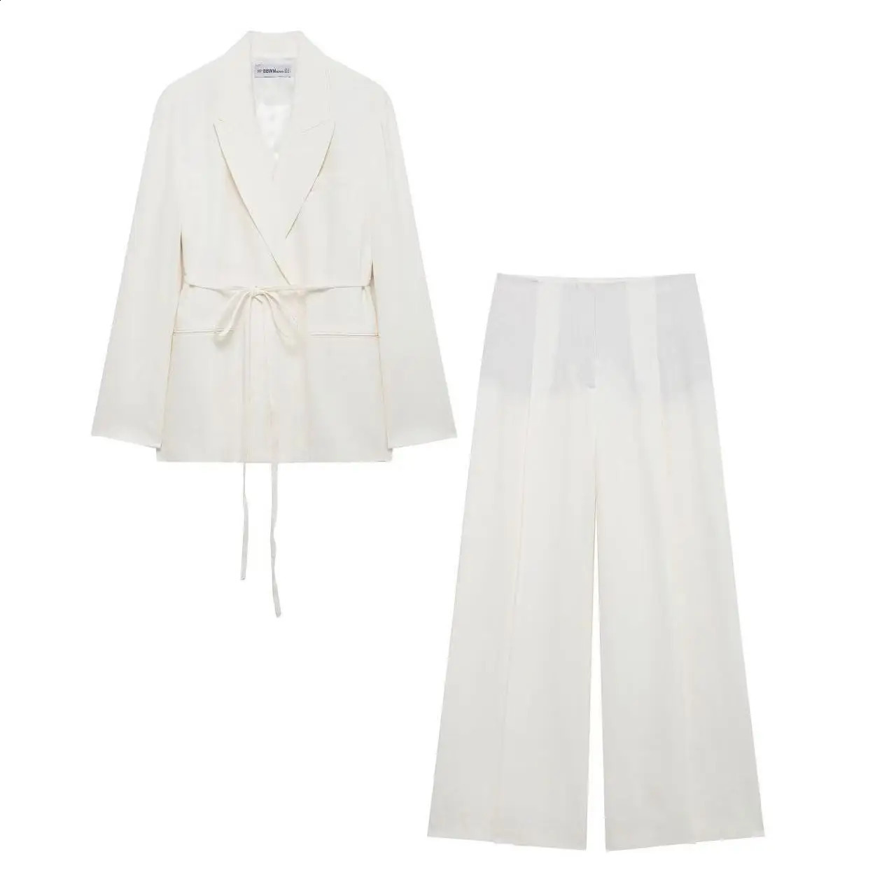 European and American style temperament versatile linen blended wide-leg pants womens fashionable high waist drape casual p 250411