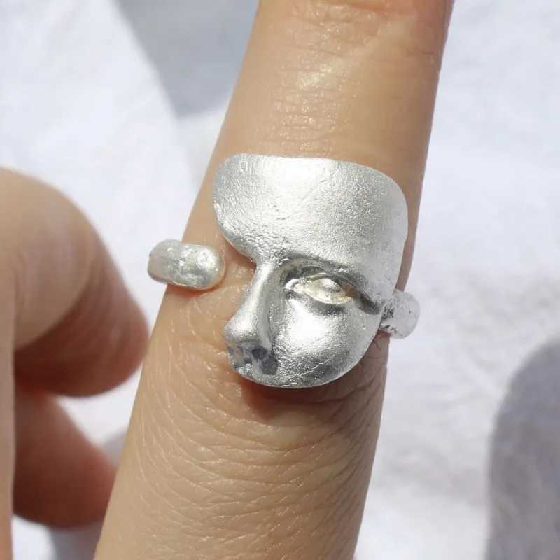 Creative Mystical Masked Faces Ring Goth Style Personality Mask Open Rings for Men Women Jewelry GiftXJ250412