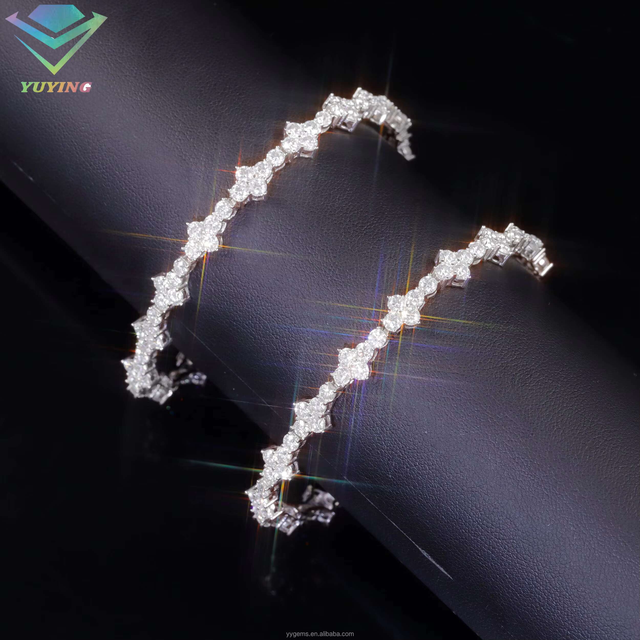 Fashion White Gold Plated 3mm VVS Moissanite Tennis Chain Silver Cross Charms Style Link Cuban Chain Hip Hop Women Men Jewelry