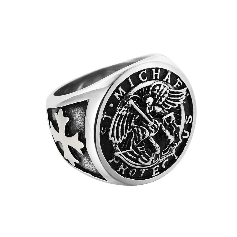 Mens Stainless Steel Catholic Archangel St Saint Michael Ring Size 7-15 251111