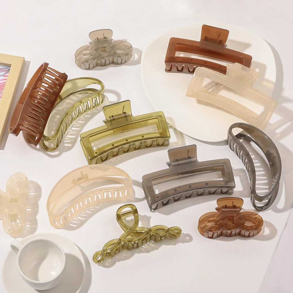 Jelly colored large claw hair clip womens ponytail holder crab bucket transparent hair clip Korean hair clip accessories Y2504012