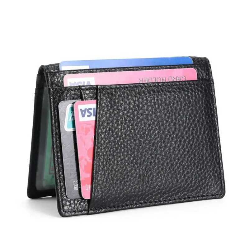 Ultra thin soft wallet 100% genuine leather mini card wallet wallet card holder mens wallet thin mini ID box Z250411
