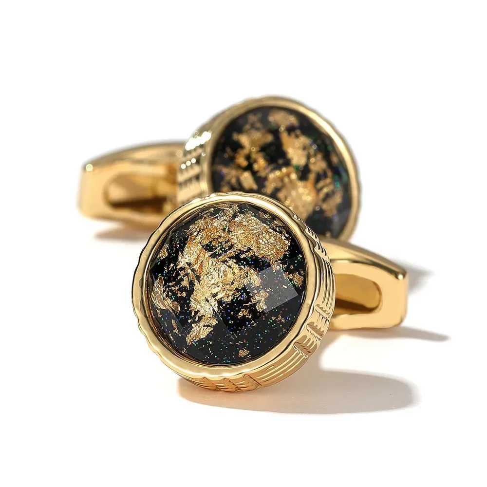 Mens cufflinks new luxury color pattern round gold French shirt cufflinks mens business banquet wedding accessories giftsT250412