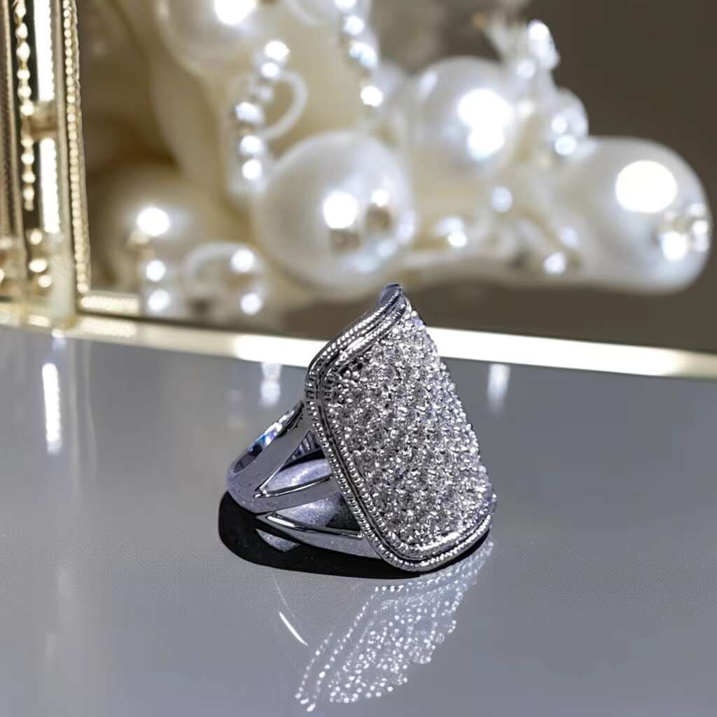 Large Square Design Iced Out Hip Hop Jewelry 925 Silver Moissanite Ring Unique Eternity Rings for Men Gold Ring Designs for Men