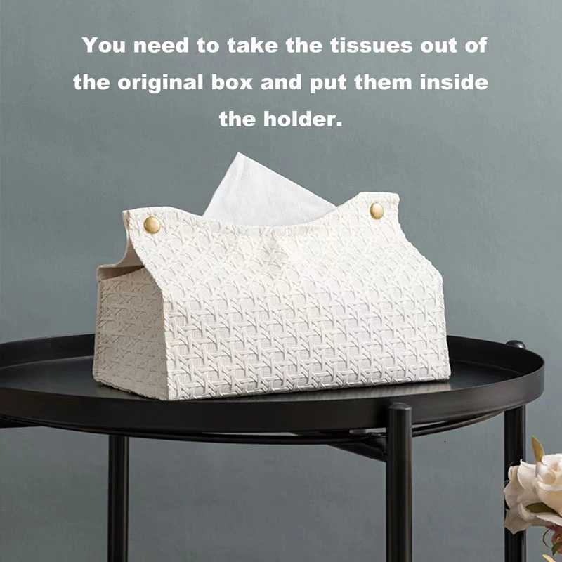 Portable tissue bag PU leather fashion color matching coffee house desktop napkin box solid color simple tissue bag Y251112