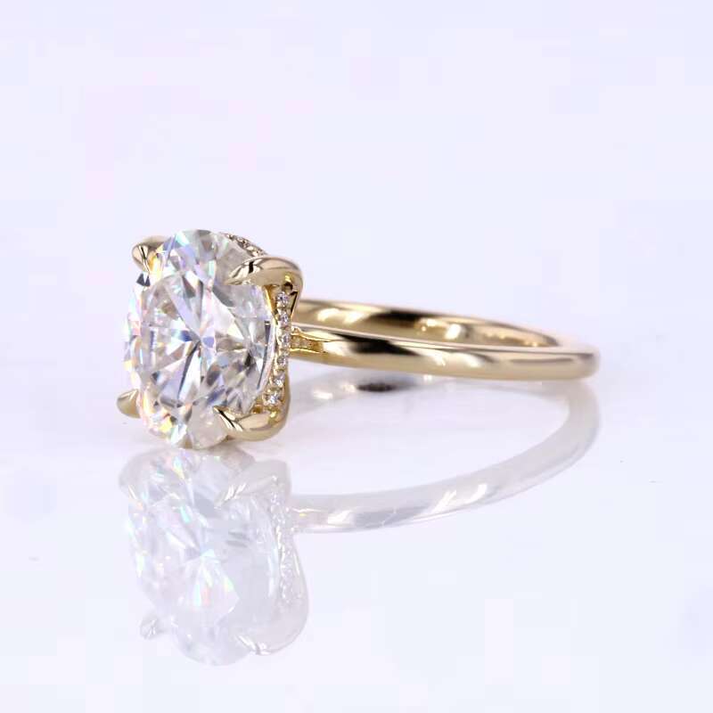 Popular Classic Style Oval Brilliant Cut Moissanite 3ct Oval Moissanite Ring with Hidden halo Ring