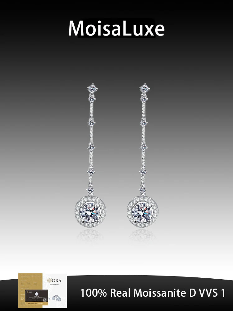 MoisaLuxe Official Store Plata Sterling 925 Silver Long Tassel Round Bag Earrings for Women Hoops Piercing Day Gift 250411