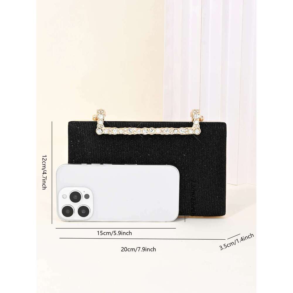 1 PC Sparkg Crystal Clasp Clutch Purses Bride and Bridesmaid Handbag Elegant Detachable Chain Evening Bag for Women Club Par