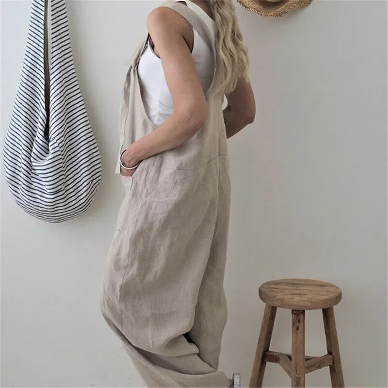 Women Dungarees Harem Strap Pants Loose Jumpsuit Baggy Trousers Overalls Bib Pants Bodysuit Ladies Casual Cotton Linen Jumpsuit251112