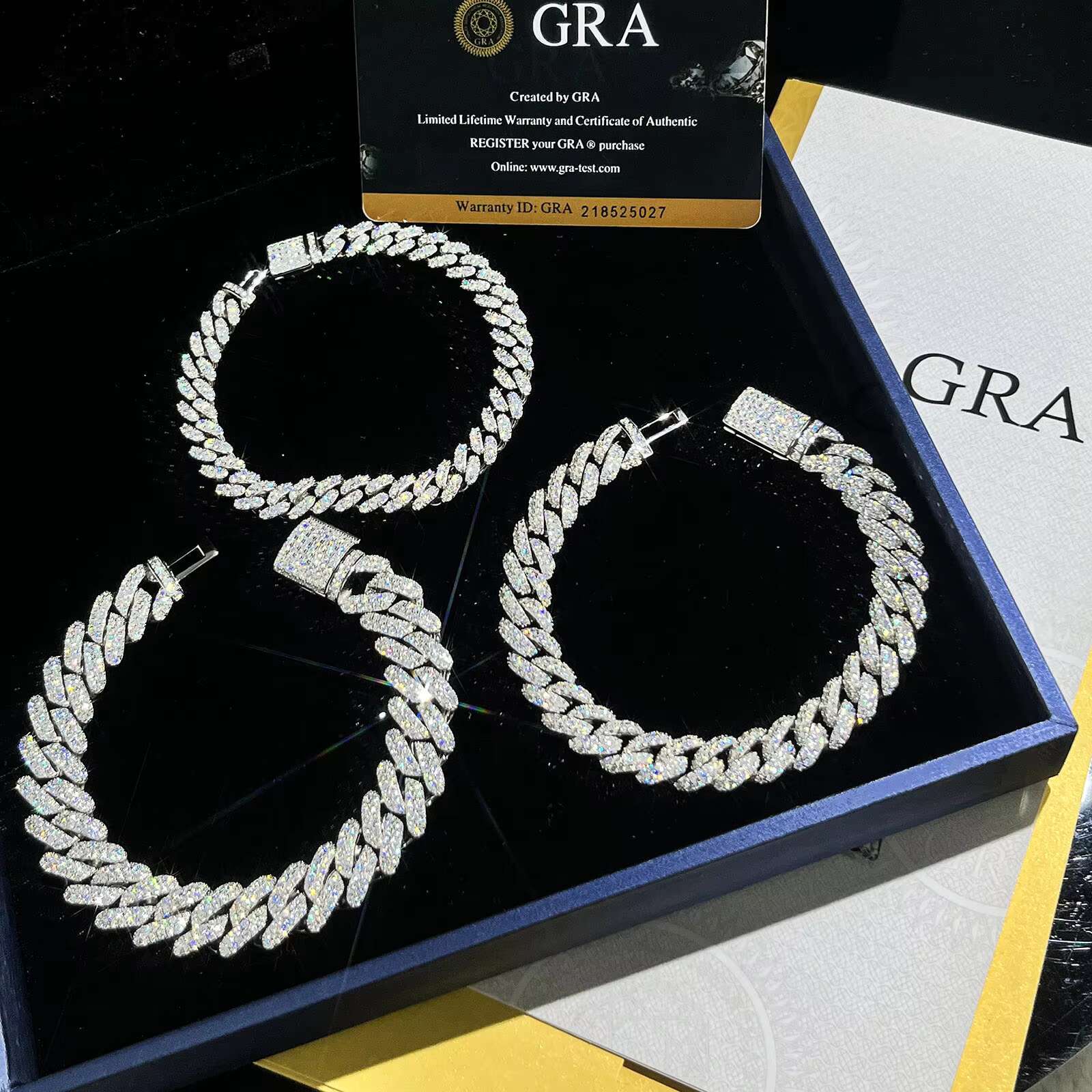 925 Silver Iced Cuban Miami 7-22inches Hip Hop Bracelet Vvs Real Diamond Moissaniten Cuban Link Chain Necklace for Men