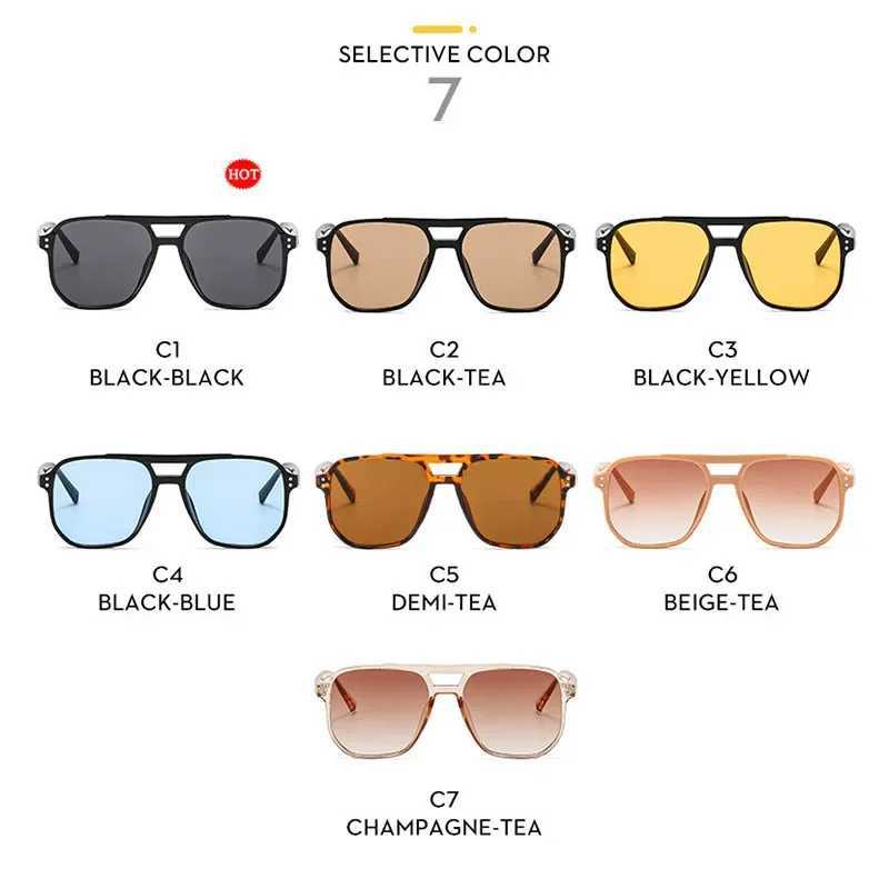 Leonlion Punk Double Bridge Sunglasses Women Square Vinatge 2024 Eyewear Women Retro Simple Sun Glasses Women Gafas De Sol MujerC250411