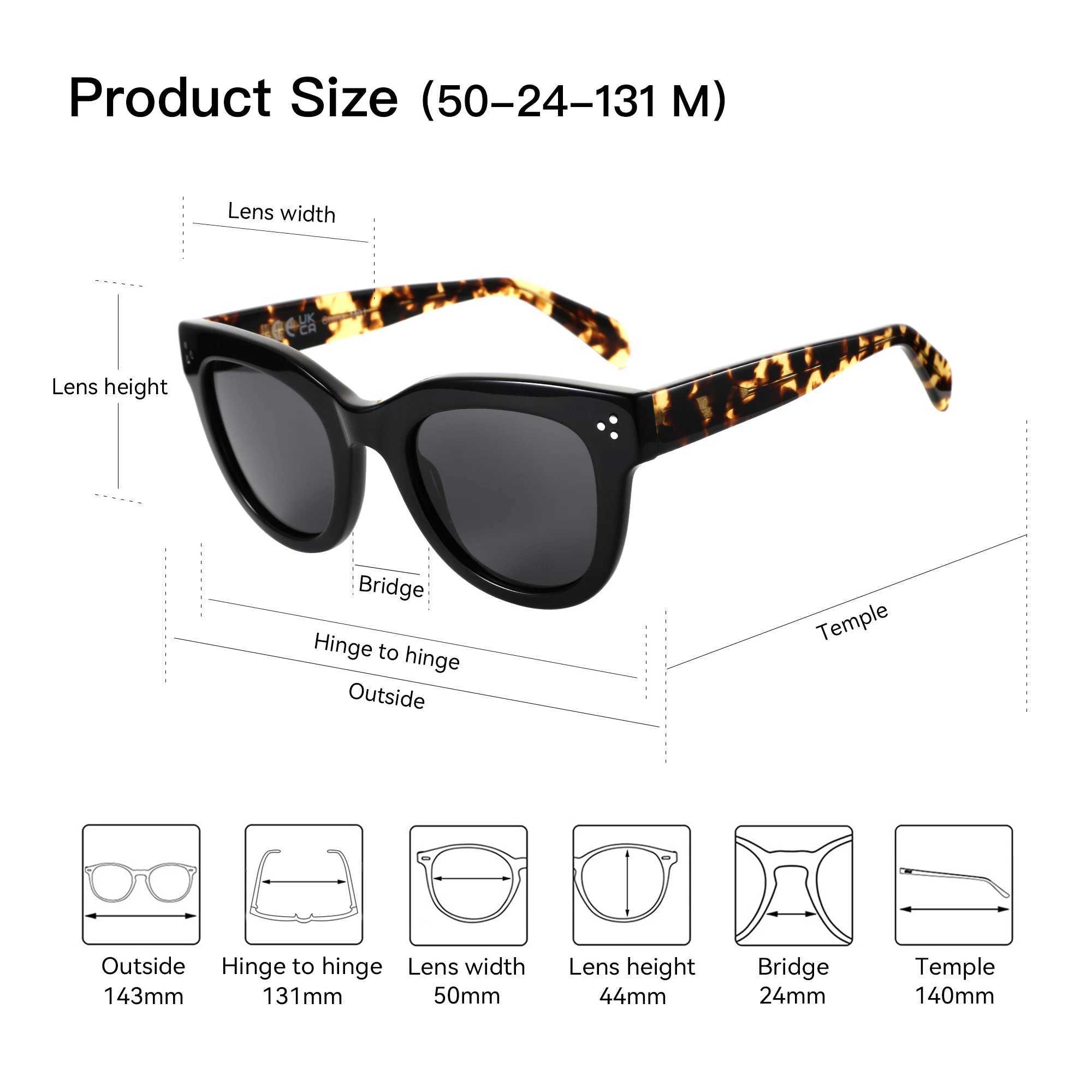 ZENOTTIC Fashion Handmade Acetate Butterfly Polarized Sunglasses UV400 Protection Square Sun Glasses for Women Gift VacationC250411