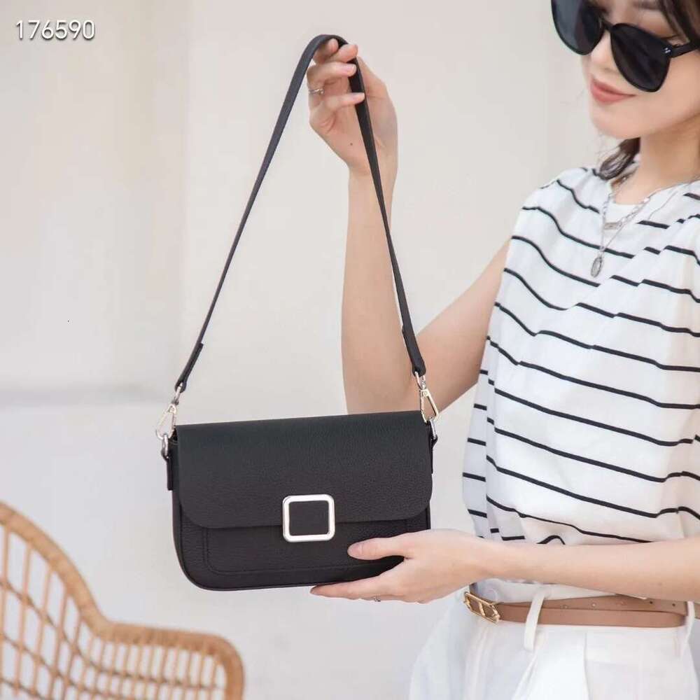 Designer Bag Genuine Women's Square Handbag, Soft Leather Cowhide Underarm Bag, Ladies' Stylish Single Shoulder Crossbody Bag
