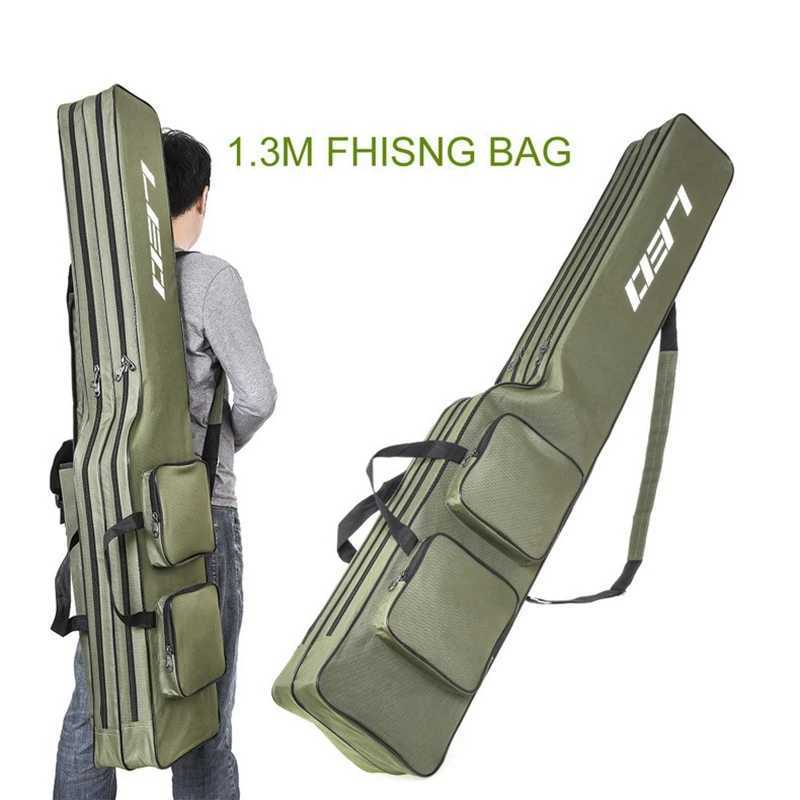 1.3m Double Layer Large Capacity Collapsible Carp Fishing Rod Bags Multi Pocket Sea Fishing Tackle Foldable Package Z250411
