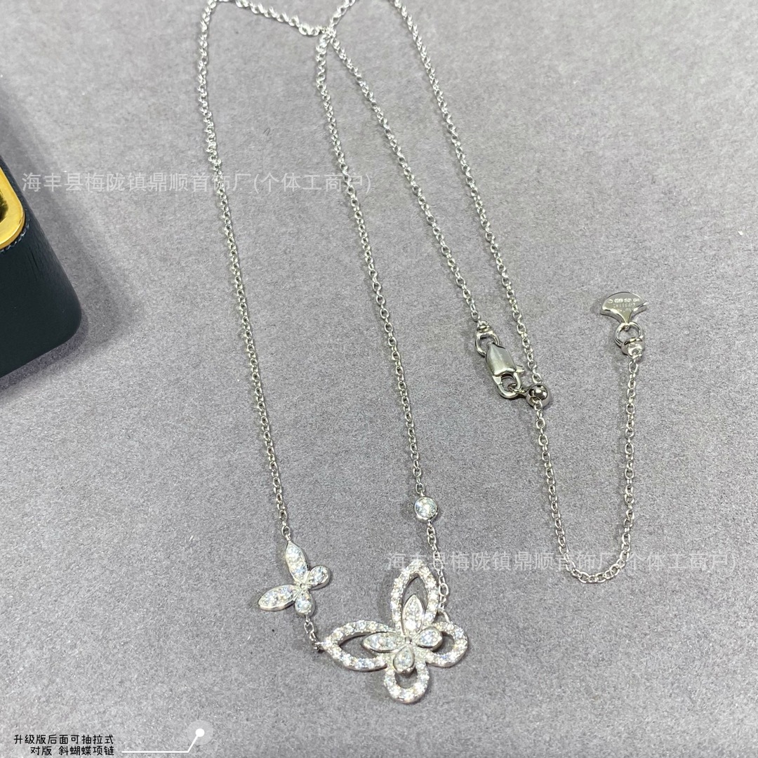 Designer Graffs v Gold High Version Phantom Butterfly Full Diamond Necklace for Women Double Light Luxury Versatile Clavicle Chain