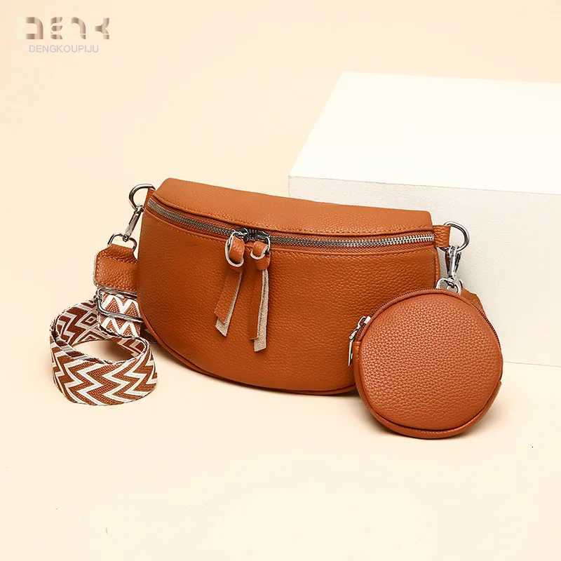 Leather womens single-shoulder crossbody bag top layer cowhide letter bag loose change chest bagT2511112