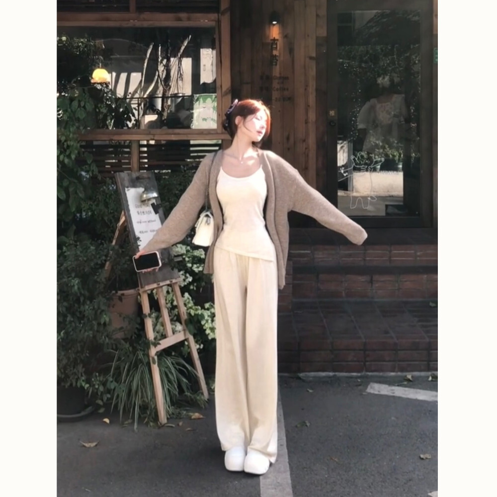 Early Autumn Lazy Style Knitted Sweater Top Korean Style Spring and Autumn New Soft Cardigan Casual Outerwear Sweater Jacket