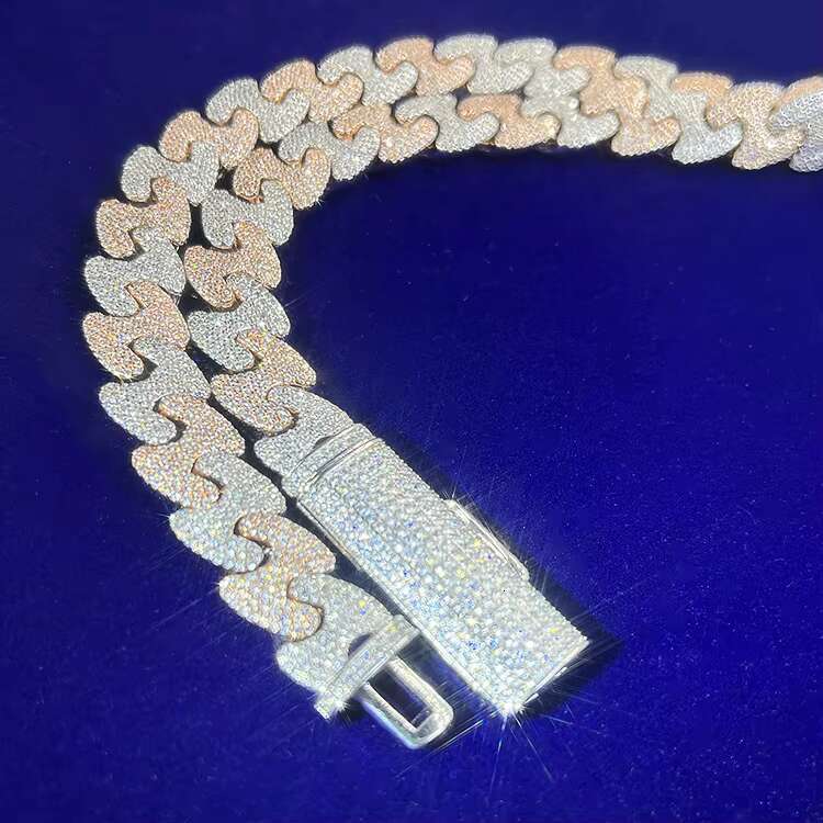 Customization Unique 11/15mm S925 Plated Solid Gold Bracelet necklace Moissanite Cuban Link Chain with Free of the Back