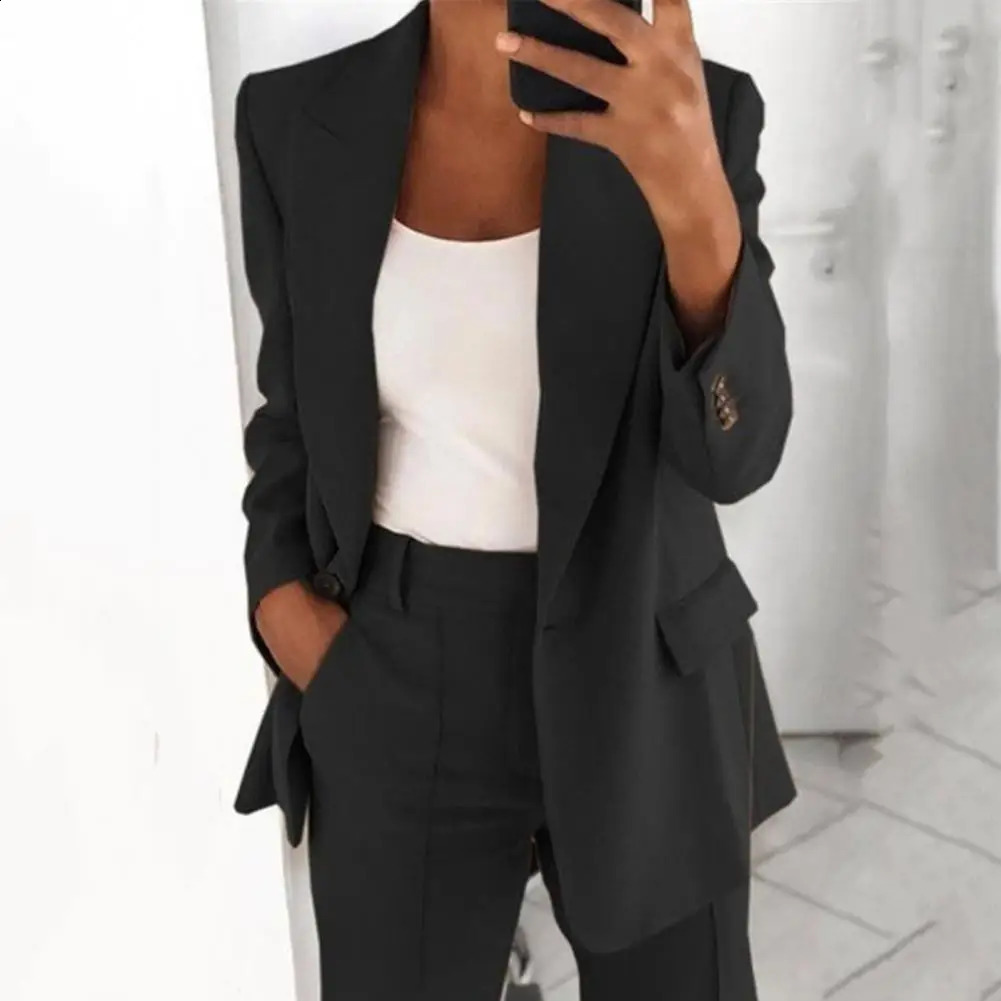 Collar womens jacket long sleeved button up date solid color 250407