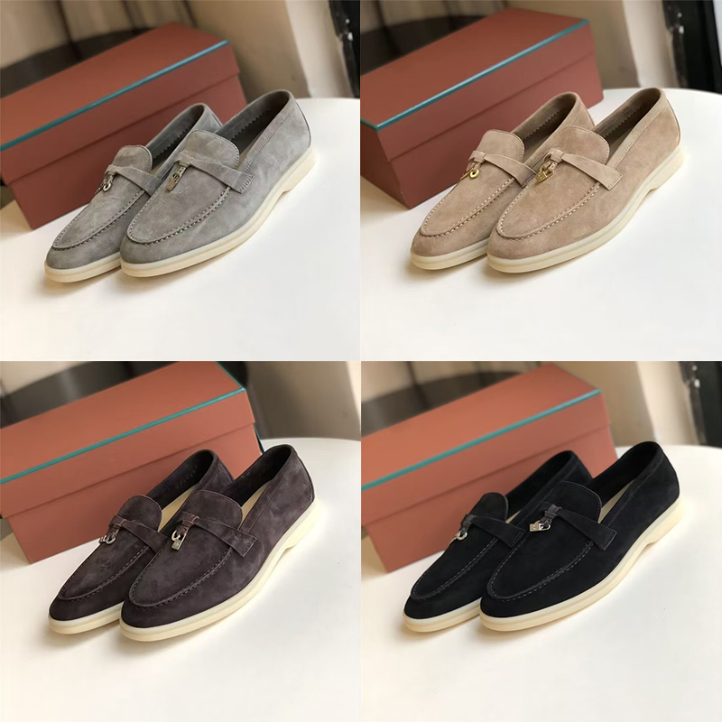 New designers Dress Couple style womans men Cashmere Leather loafers High elastic beef tendon bottom casual shoes