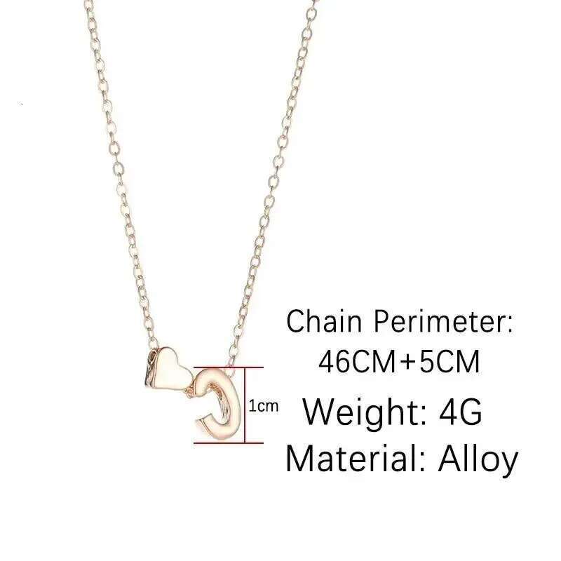 26 Letters Fashion Tiny Heart Dainty Initial Necklace Gold Sier Color Letter Name Choker For Women Pendant Jewelry Gift