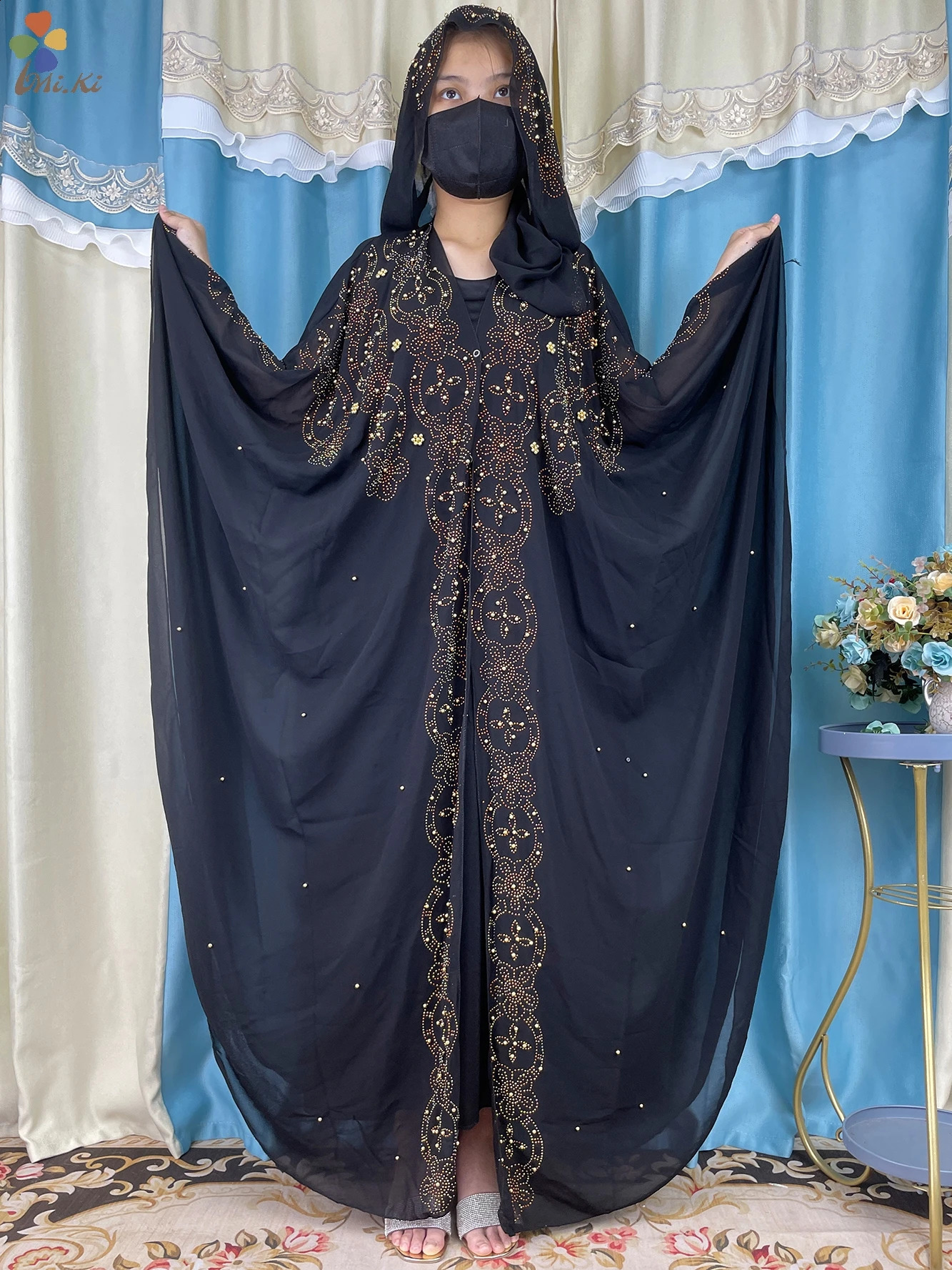 Open Muslim fashion clothing diamond y cardigan plus size African Abaya womens Robe Boubou Islamic 250411