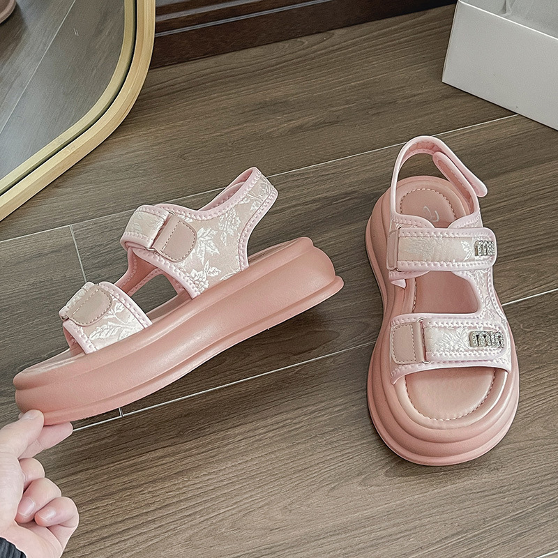 designer shoes 2025 new Women's thick-soled sandals Velcro beach sandals platform soles leisure and sporty sandals