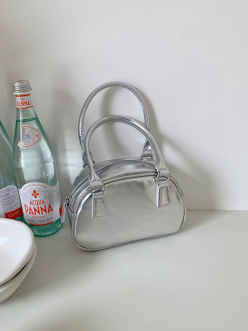 Silver Shoulder Bag For Women Summer Mini Small Phone Purse Glossy Pu Leather Crossbody Bag Female Handbags 240826