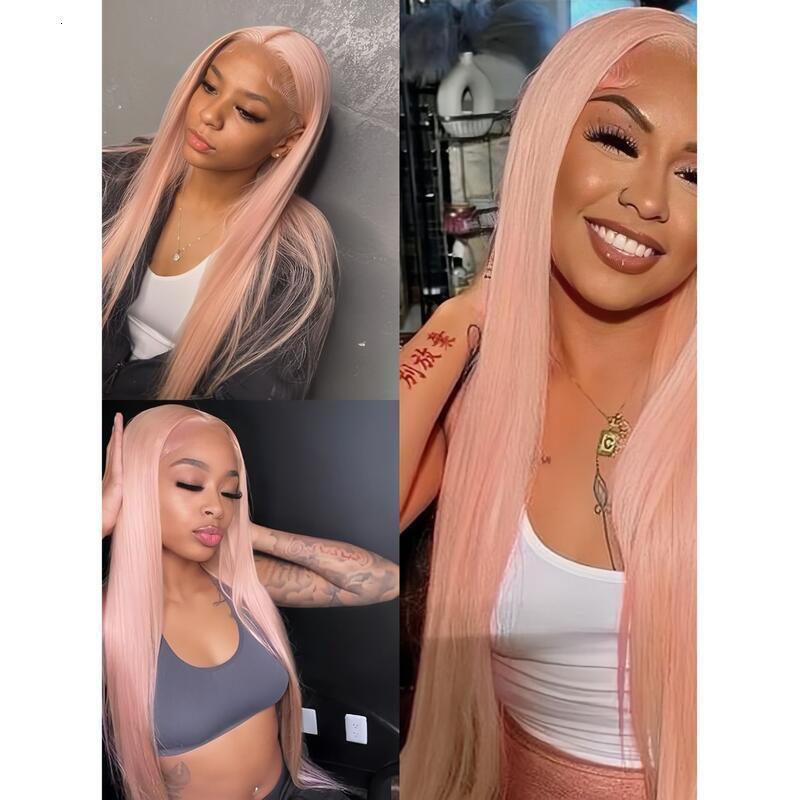 36 inch Long Pink Wigs for Black Women Glueless Synthetic Lace Front Pre Plucked Heat Resistant Wig with Natural Haire