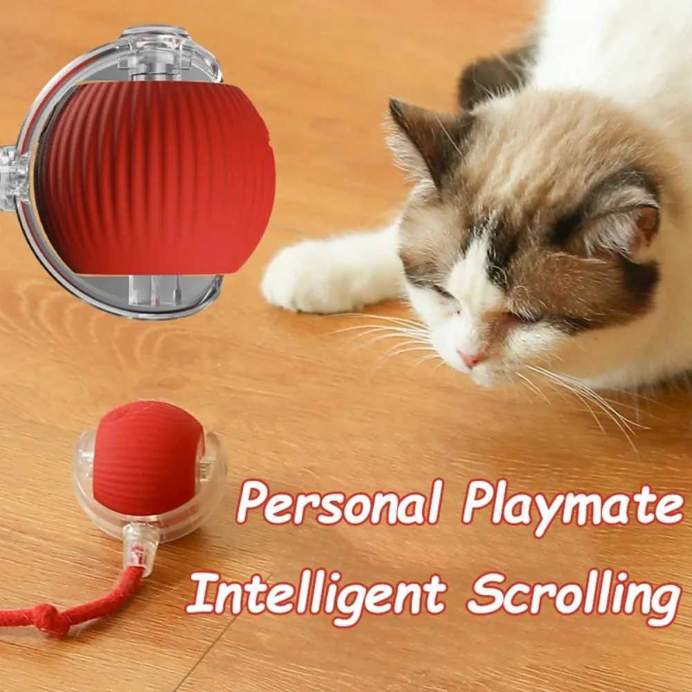 New Cat Interactive Ball Toy Automatic Rolling Ball Artificial Tail Charging Intelligent Pet Electric Toy Dog Training Simulation Mouse Y250412