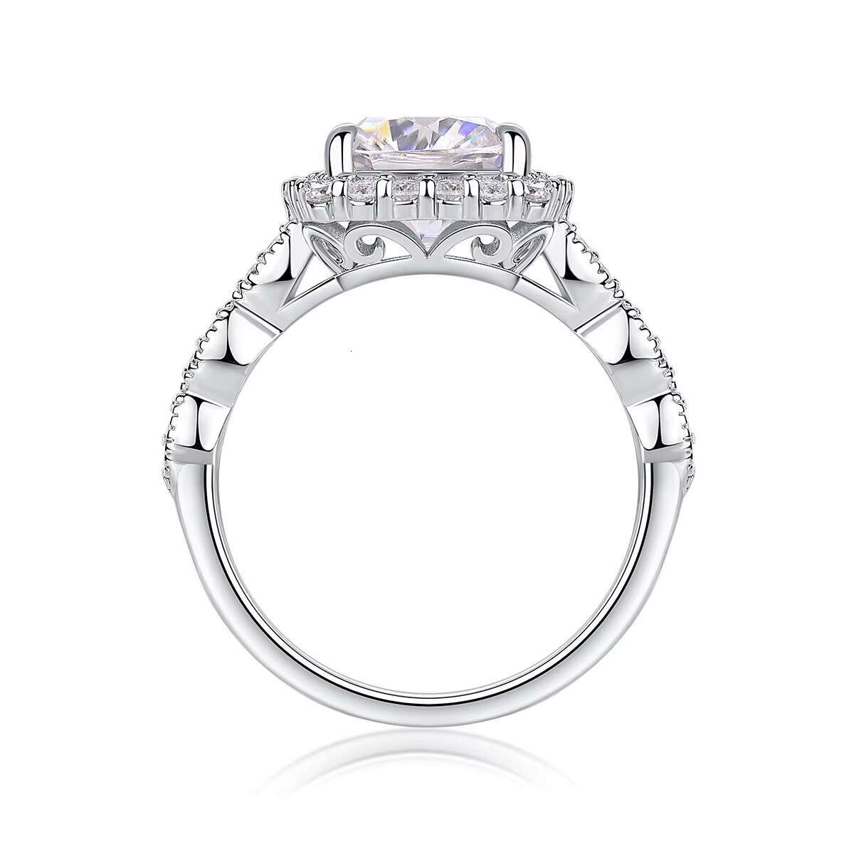 DE Cushion Cut Moissanite Women Ring Square Design 3ct Moissanite Women Ring D Color VVS1 Full Moissanite Silver Ring for Women