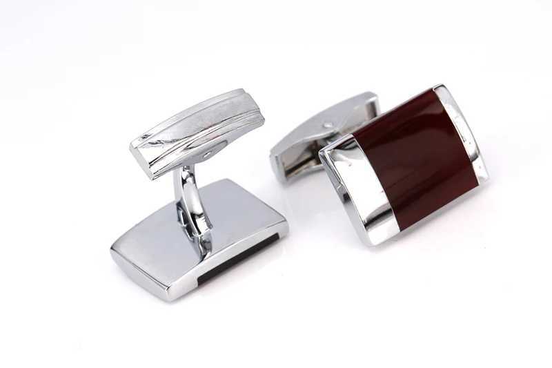 HYX enamel cufflinks mens French red shirt cufflinks mens jewelry wedding groom mens cufflinksT250412