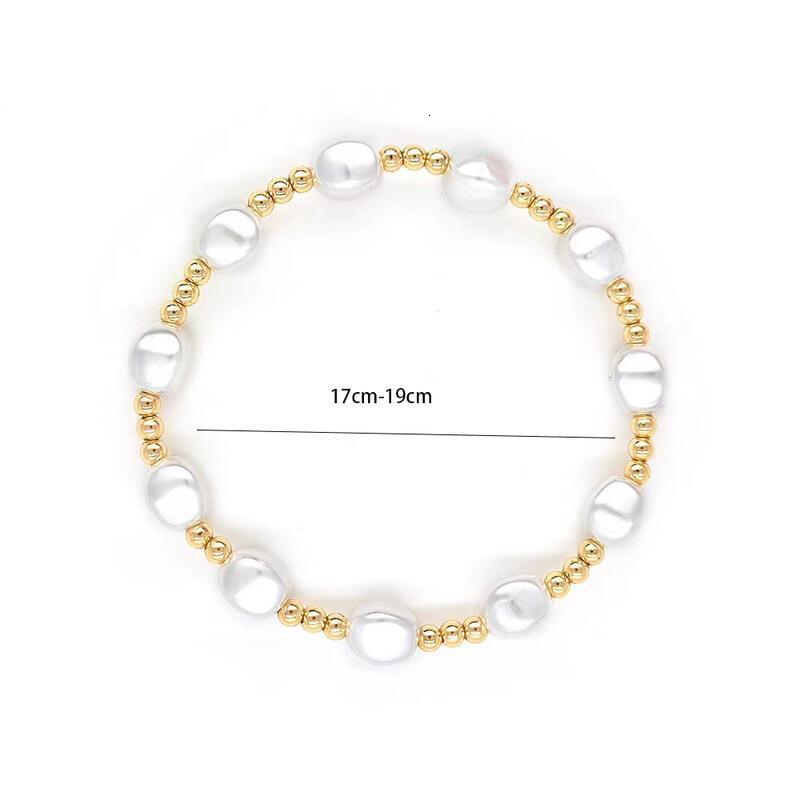 5 Pcs Elegant Freshwater Pearl and Gold Bead Stretch Bracelet