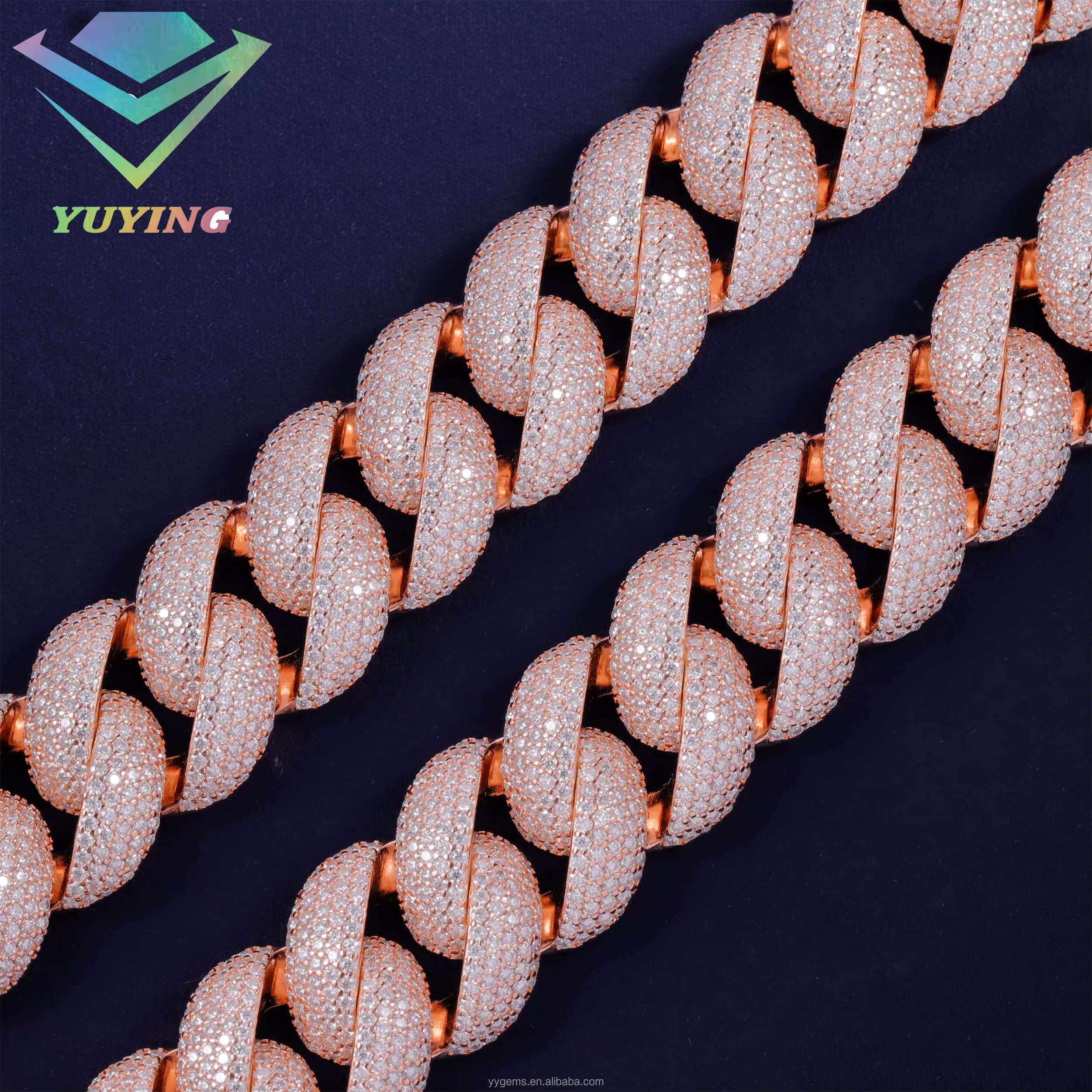 Hip Hop Style Cuban Link Chain Heavy Silver Weight Iced Out VVS Moissanite Diamond Fashion Jewelry Necklace