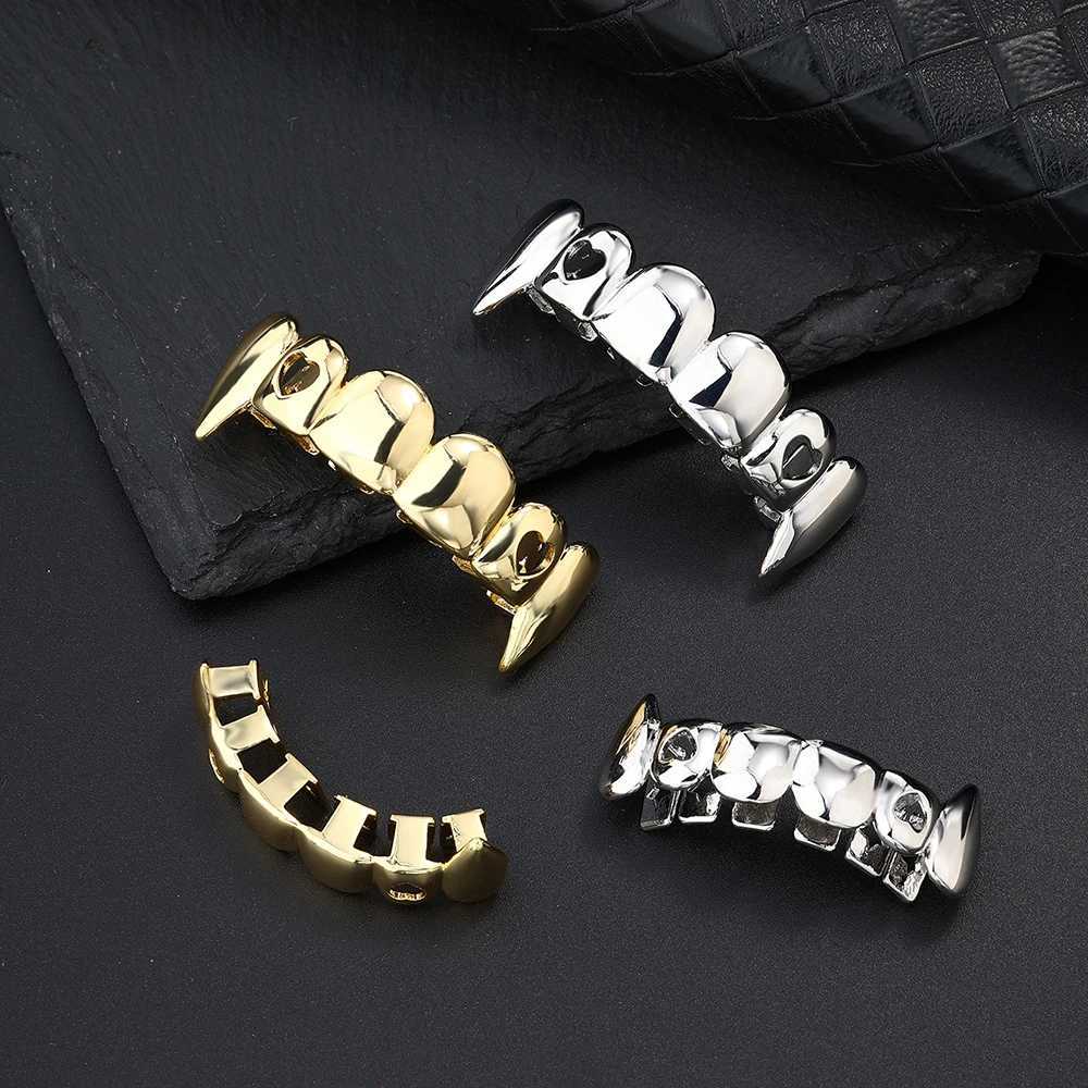 Hip Hop CZ Teeth Grillz Hat Gold Plated Top and Bottom Charm Grill Mens Jewelry Role Playing Christmas Gift W250412