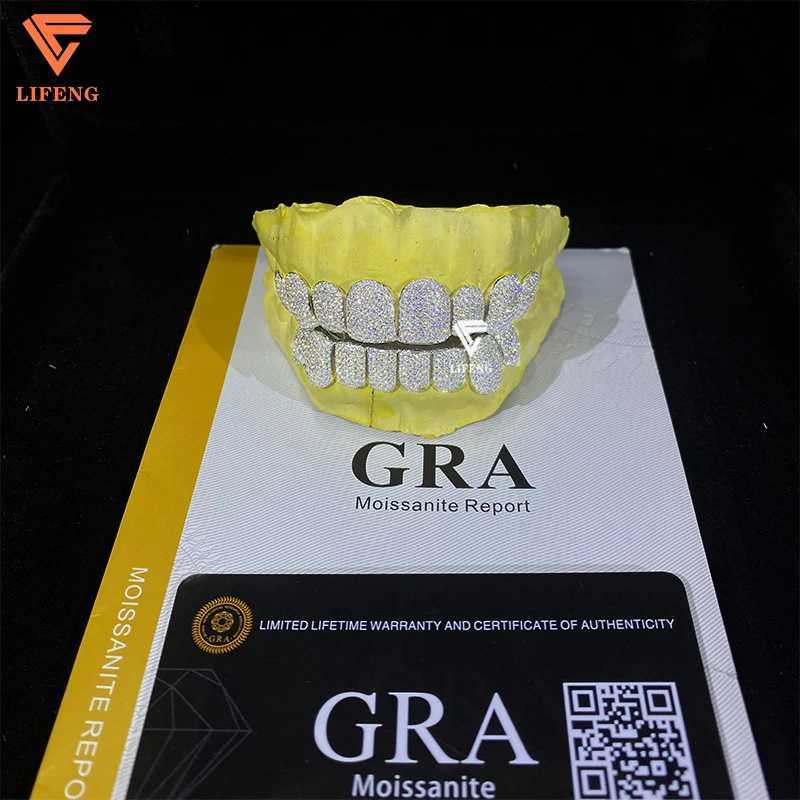 Lifeng Customized Moissanite Brilliant Cut VVS 10k 14k 18k Gold Plated Grillz Shining Silver Brilliant Cut VVS Gold Plated W250412