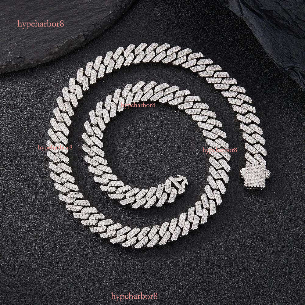 k Chain Hip Hop Men iced out p chain 2 Row Rhie Paved Miami Rhombus Cuban men Necklace 241107