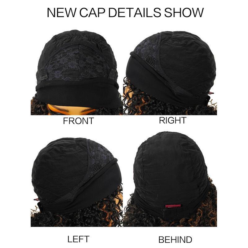Especially Yours Wig Shoulder-Length Layers Natural Spiral Curls with Full, Bouncy Volume, Comfy Stretch Band/Runway Shades of Black Headband Kinky Cu