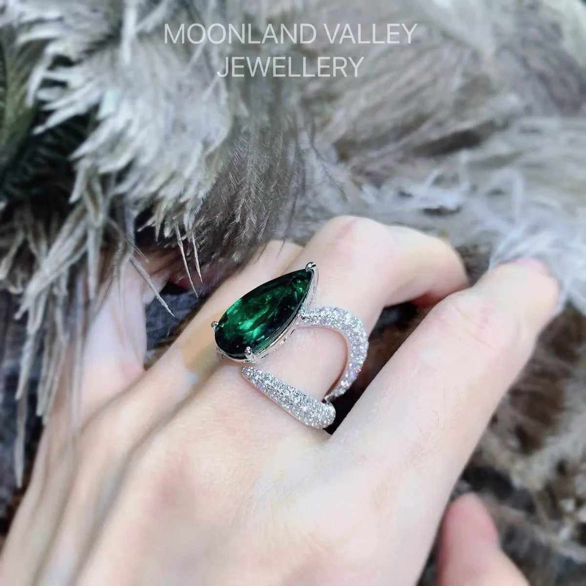 Water droplet jade finger ring 925 sterling silver party wedding ring commitment engagement jewelry giftXJ250412